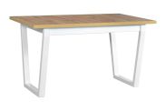 Grande table de salle à manger KRISTAP en hêtre / plateau en bois blanc laminé, dimensions 80 x 140/180 cm (l x p), hauteur du plateau de table de 32 mm, pieds métalliques stables