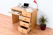 Bureau en pin massif bois massif, couleur aulne, Junco 191 - Dimensions : 75 x 100 x 55 cm (H x L x P)