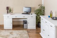 Bureau en bois de pin massif blanc Pipilo 19 - Dimensions 80 x 182 x 54 cm