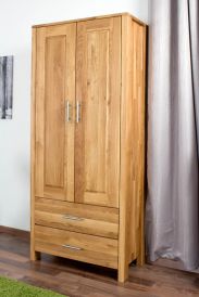 Armoire à portes battantes / penderie Wooden Nature 129 chêne massif - 180 x 90 x 40 cm (H x L x P)