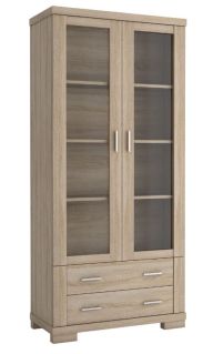 Vitrine "Temerin" couleur chêne Sonoma 17 - Dimensions : 195 x 90 x 42 cm (h x l x p)