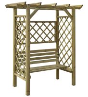 Pergola en rosier sauvage avec banc - Dimensions : 180 x 100 x 205 cm (L x P x H)