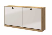 Lit armoire / Lit d'adolescent Garian 20 horizontal, Couleur : Chêne / Blanc / Gris - couchage : 90 x 200 cm (l x L)