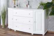 Commode en bois de pin massif blanc Junco 169 - Dimensions 78 x 140 x 47 cm (h x l x p)