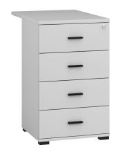 Commode annexe pour bureau Toivala, couleur gris clair - Dimensions : 75 x 46 x 68 cm (h x l x p), avec 4 tiroirs