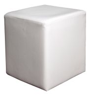 Tabouret / Pouf Bassila 04, couleur : blanc - Dimensions : 40 x 36 x 36 cm (h x l x p)