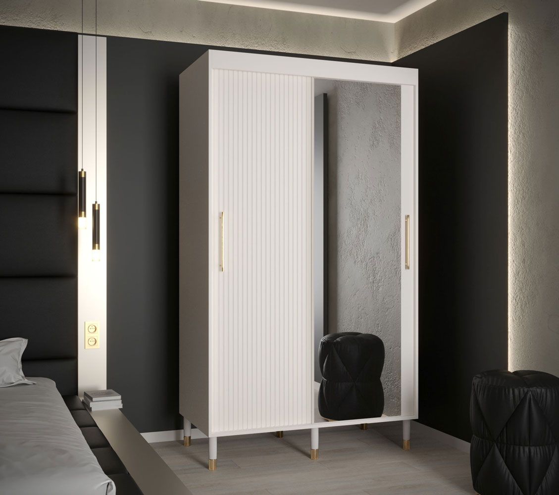 Armoire simple avec deux barres de penderie Jotunheimen 111, couleur : blanc - dimensions : 208 x 120,5 x 62 cm (h x l x p)