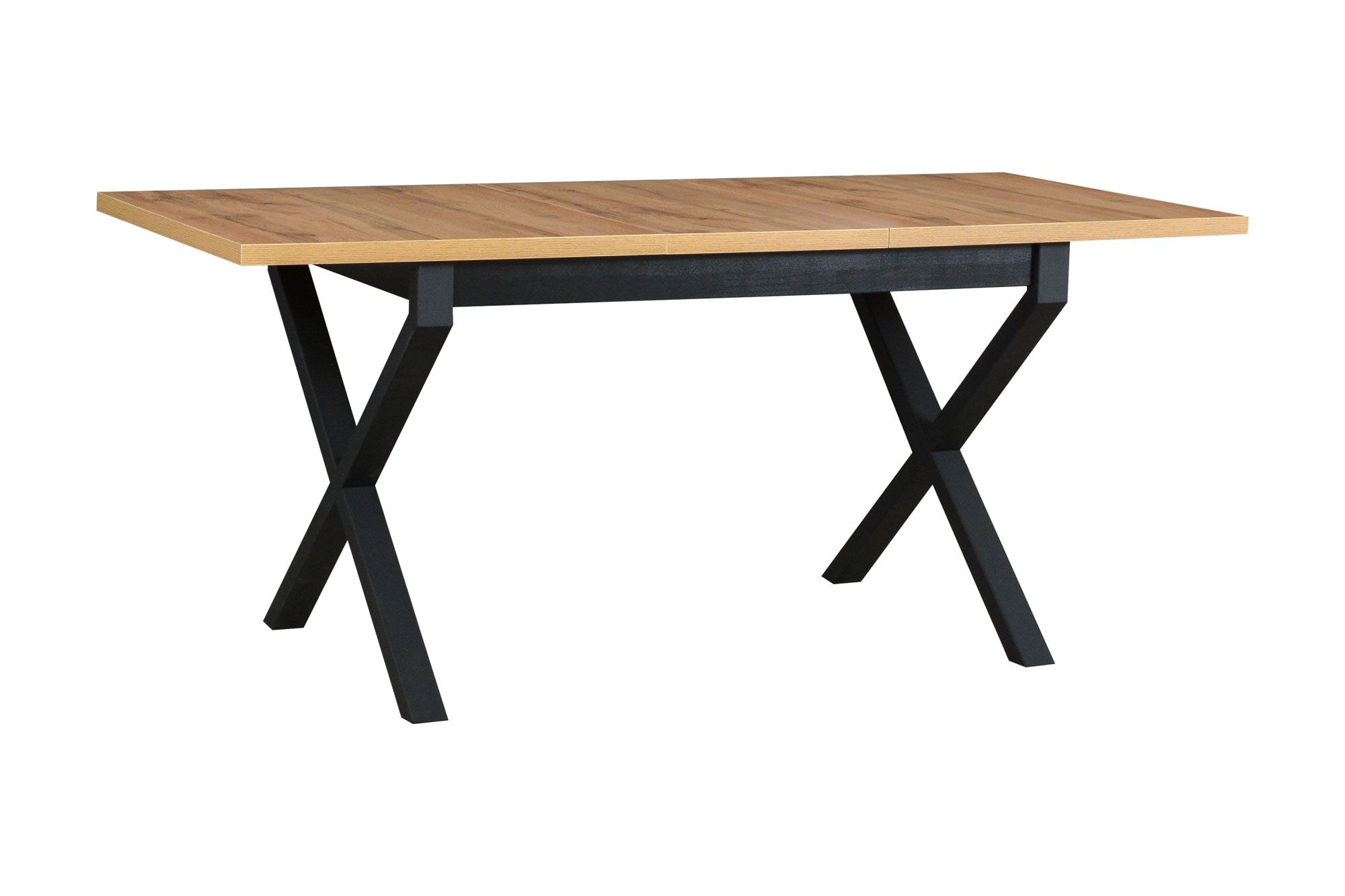 Table de salle à manger MENT en noir/chêne, dimensions 80 x 140/180 cm (l x p), hauteur du plateau de table de 32 mm, pieds métalliques stables, plateau en hêtre laminé