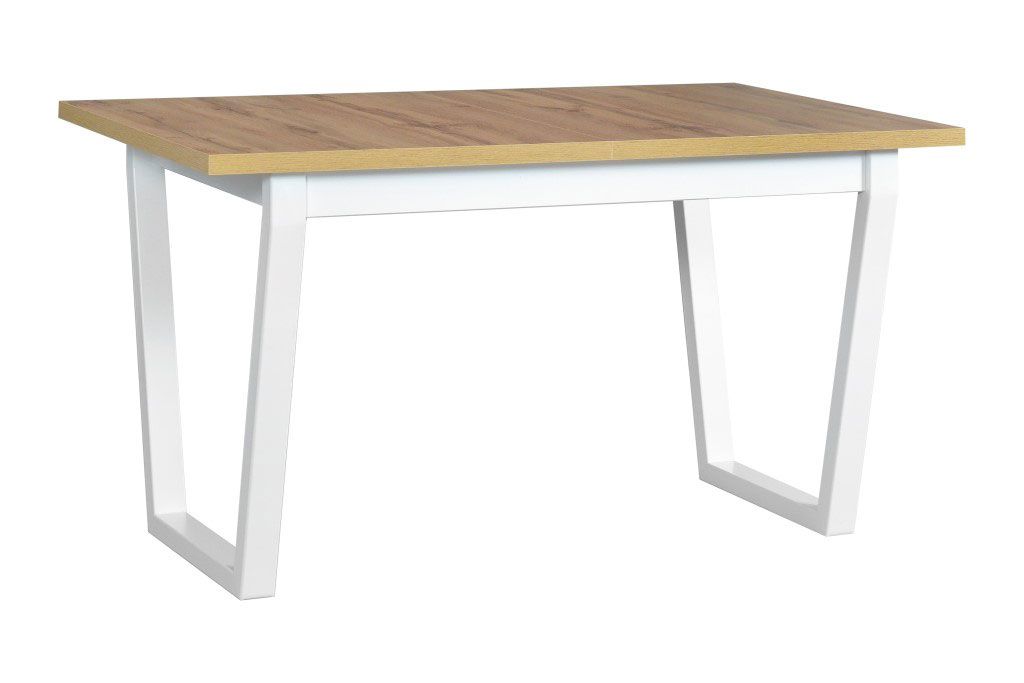 Grande table de salle à manger KRISTAP en hêtre / plateau en bois blanc laminé, dimensions 80 x 140/180 cm (l x p), hauteur du plateau de table de 32 mm, pieds métalliques stables