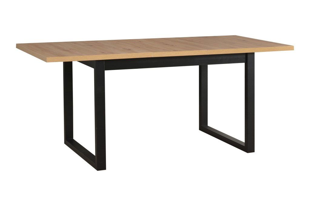 Grande table de salle à manger TOMASS en noir/chêne, pieds en métal, dimensions 92 x 160/240 cm (l x p), hauteur du plateau 32 mm, surface stratifiée anti-rayures