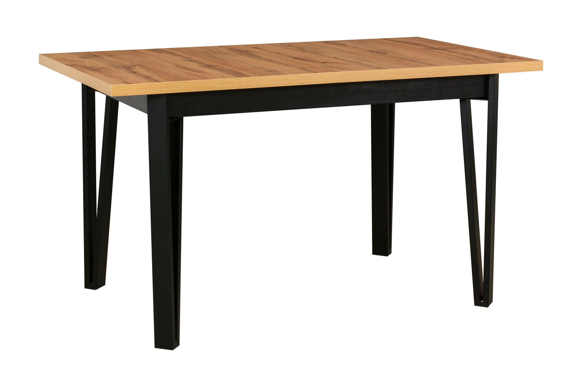 Grande table de salle à manger ASENKA, noir/chêne, dimensions 80 x 140/180 cm (l x p), plateau de table laminé, pieds métalliques stables, plateau de table en hêtre