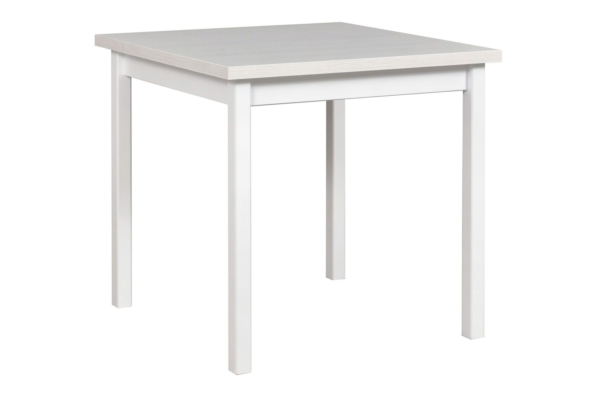 Table de salle à manger carrée LIGA en blanc, facile à combiner, stratifié résistant aux rayures, dimensions 80 x 80 (l x p), hauteur du plateau de table de 32 mm, pieds en bois