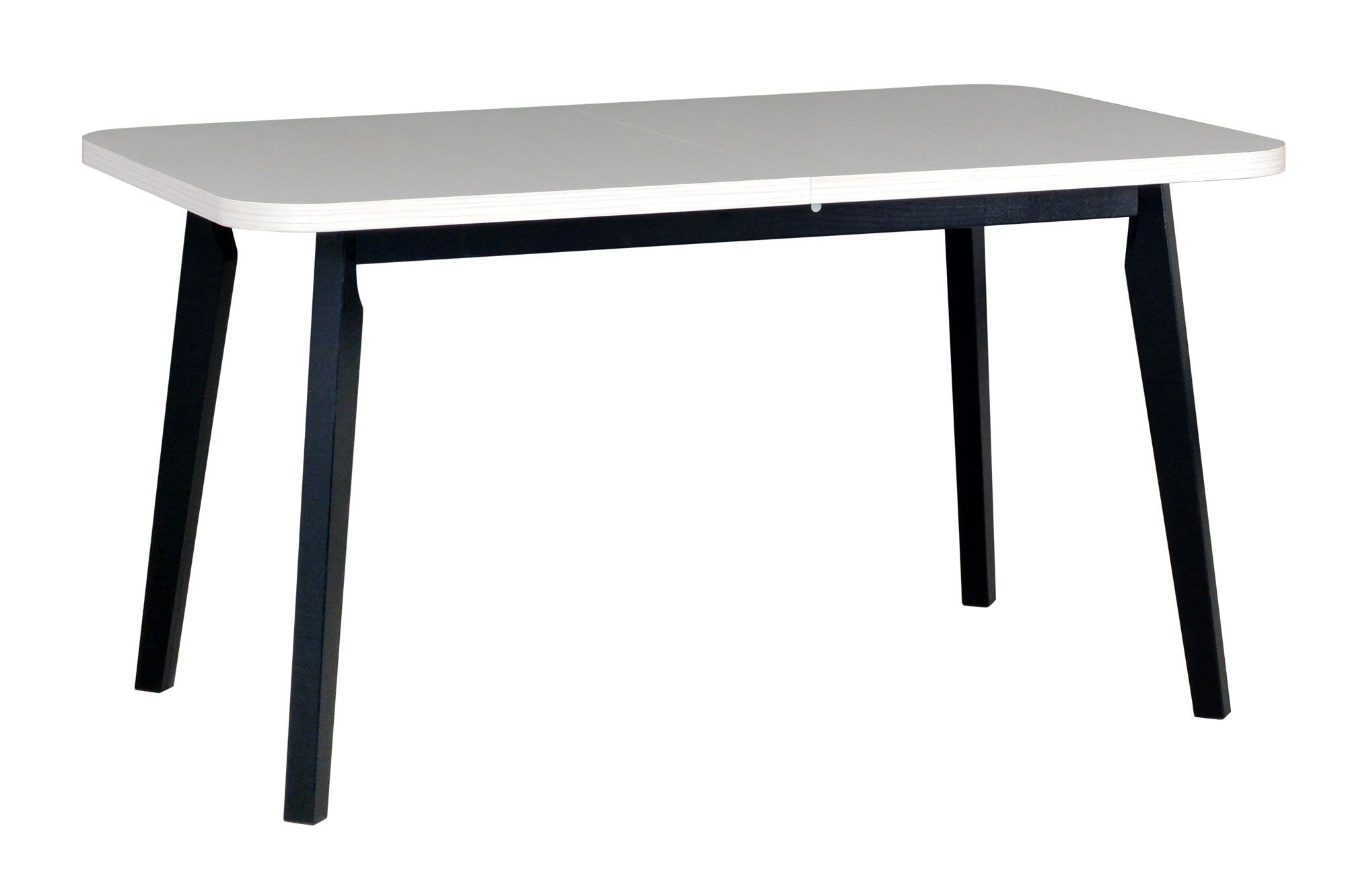 Table de salle à manger DUJA au design moderne, blanc/noir, dimensions 80 x 140/180 cm (l x p), hauteur du plateau de table de 32 mm, surface plaquée, facile à combiner