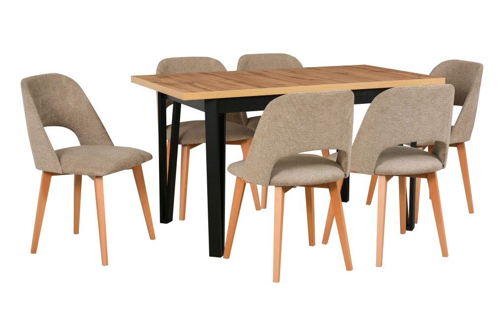 Salle à manger - Set S, 7 - pièces, grande table à manger, 6 fauteuils confortables, design exclusif, matériau robuste, haute résistance et durabilité