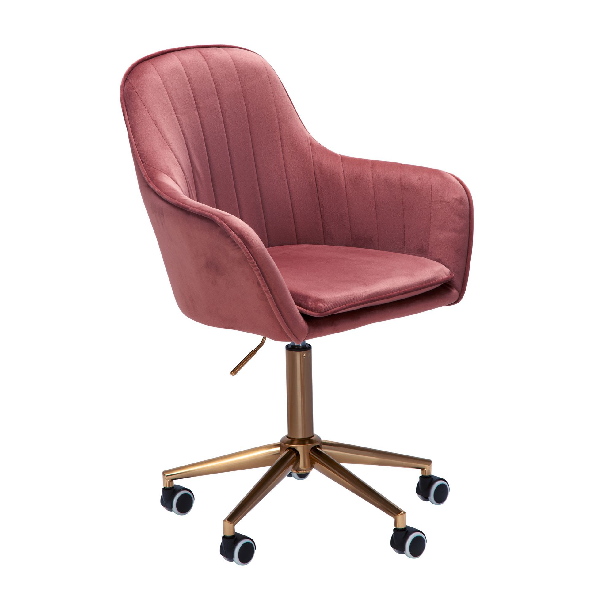 Chaise pivotante design Apolo 117, Couleur : Rose / Or, avec coque d'assise agréablement moulée pour un grand confort