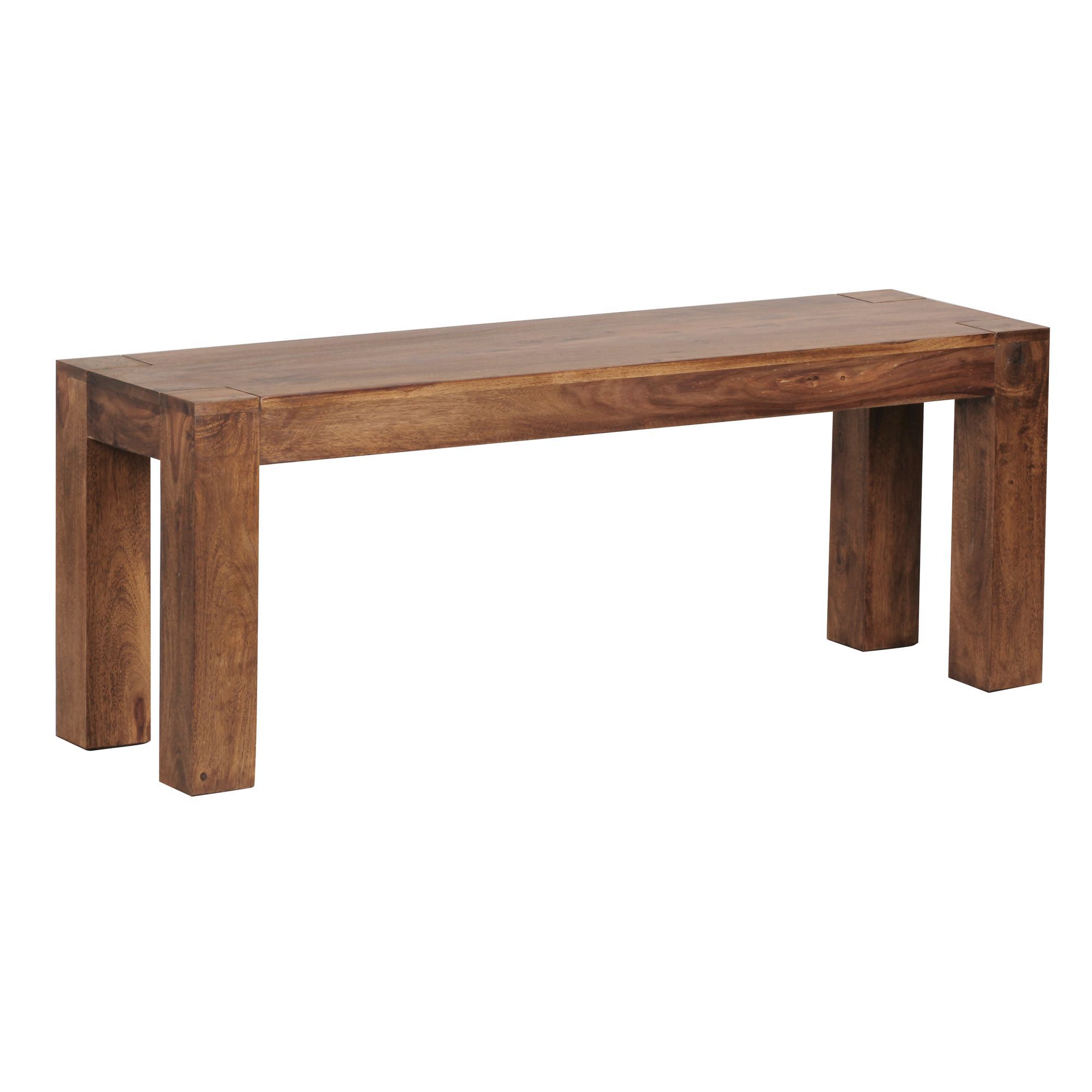 Banc robuste en bois massif de sheesham, Couleur : Sheesham - dimensions : 45 x 120 x 35 cm (h x l x p), convient pour la cuisine et la salle à manger