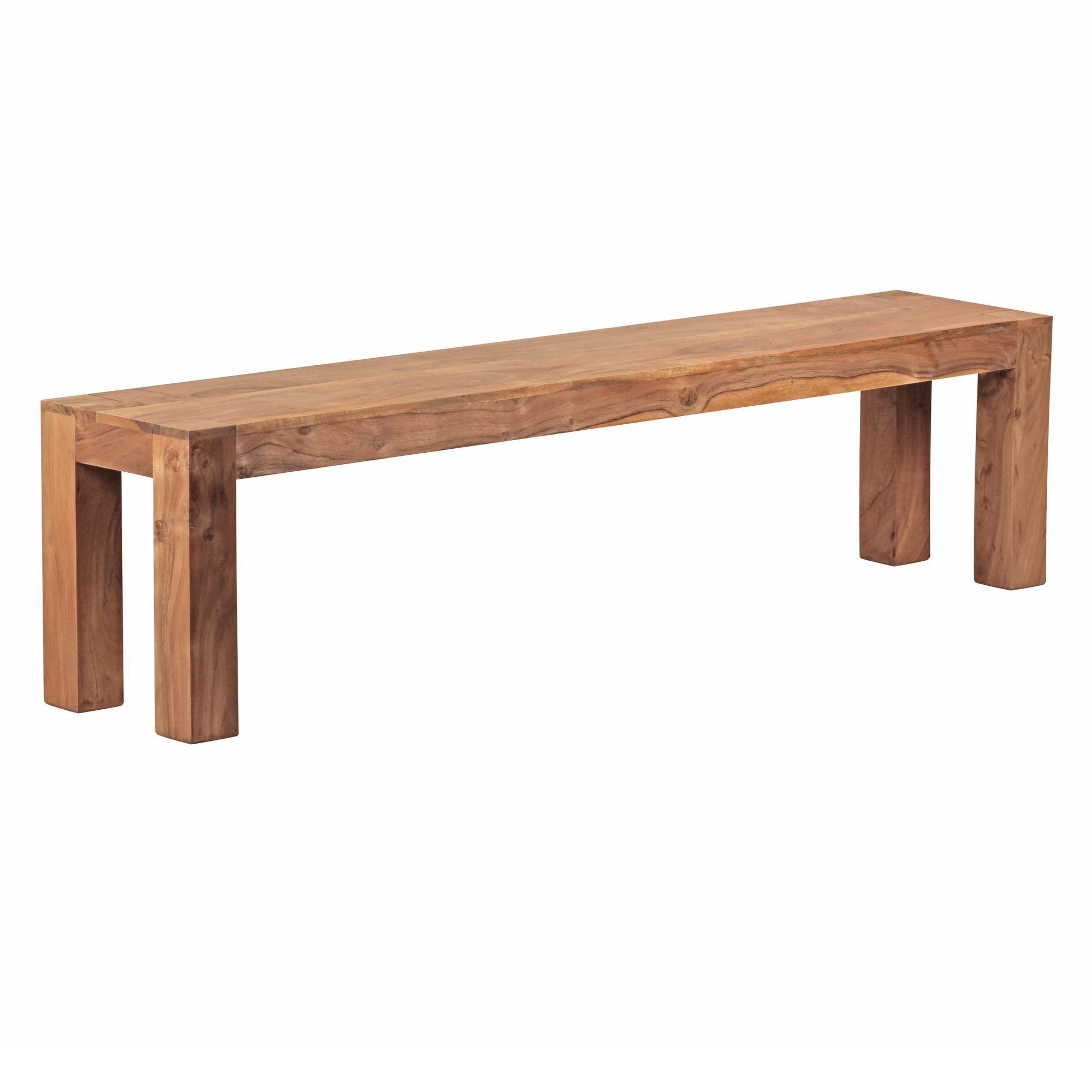 Grand banc en bois massif d'acacia, couleur : acacia - Dimensions : 45 x 180 x 35 cm (H x L x P), Fait main