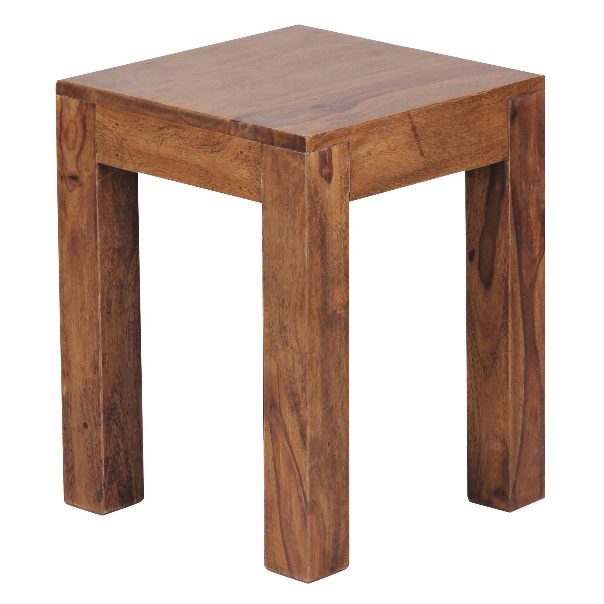 Table d'appoint peu encombrante en bois massif de sheesham, Couleur : Sheesham - dimensions : 45 x 35 x 35 cm (h x l x p), avec veinage unique