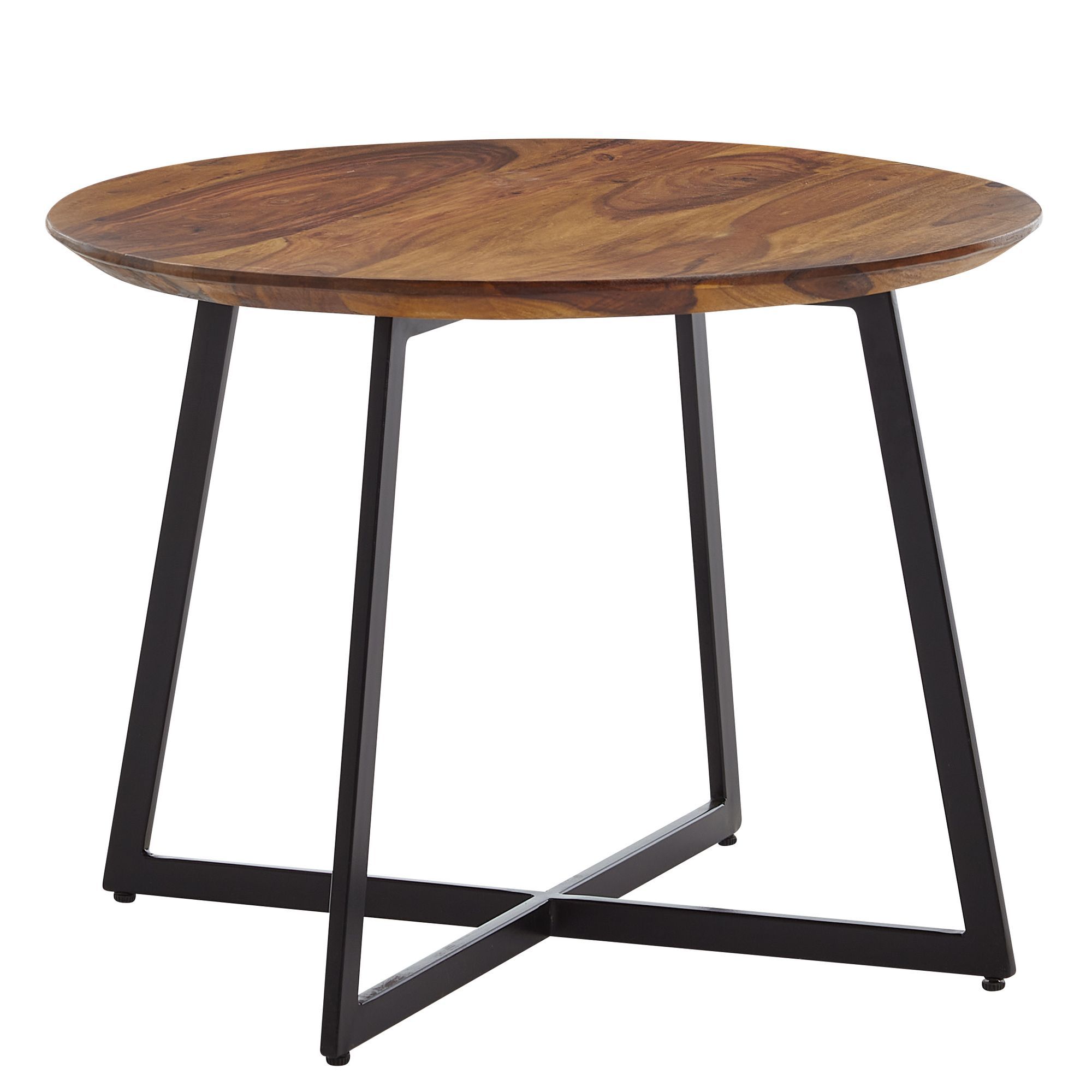 Table de salon ronde en bois de sheesham masiv, Couleur : Sheesham - Dimensions : 60 x 60 x 45 cm (L x P x H)