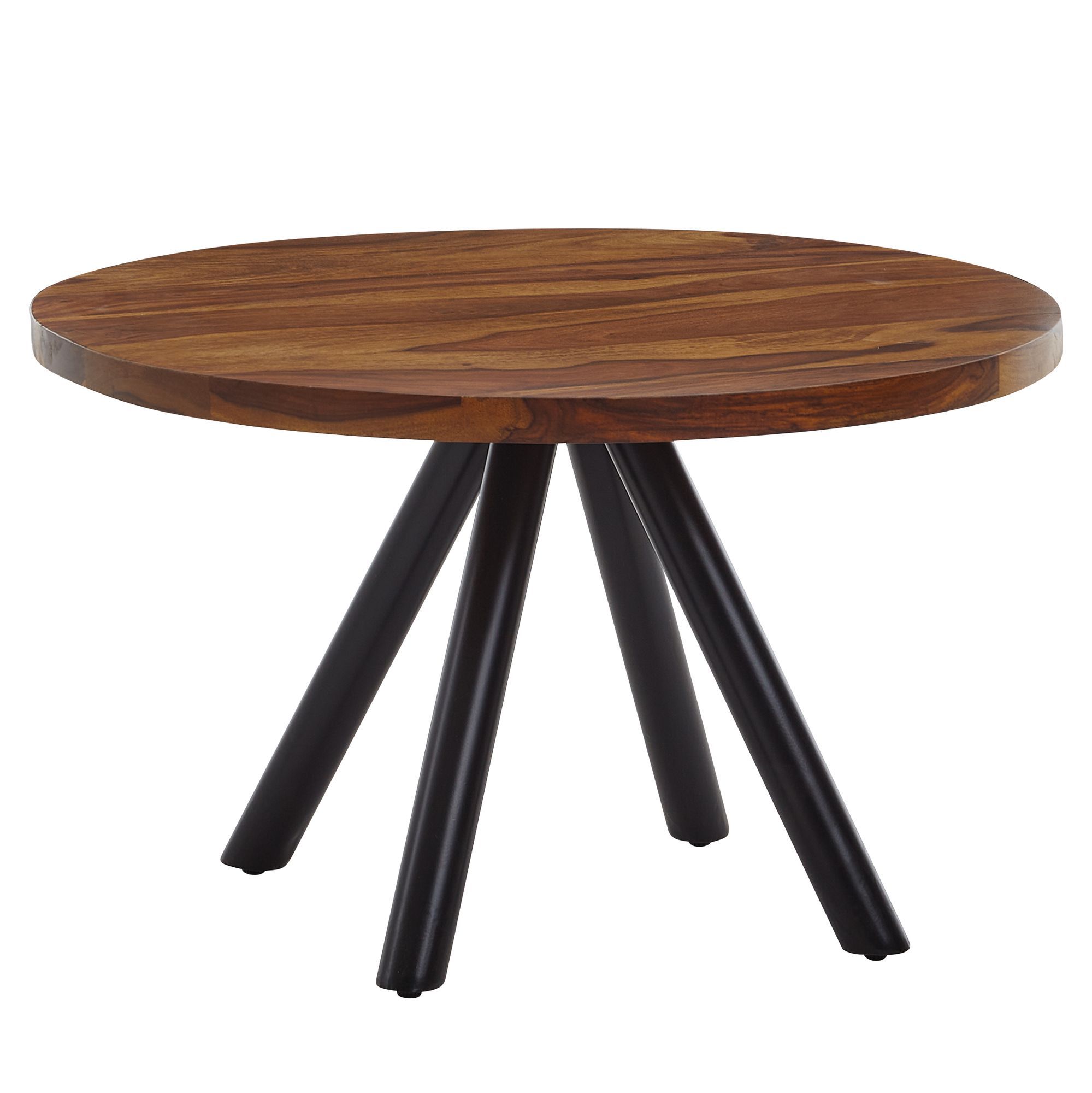 Table de salon ronde en bois massif de Sheesham, couleur : Sheesham - Dimensions : 60 x 60 x 35 cm (L x P x H)