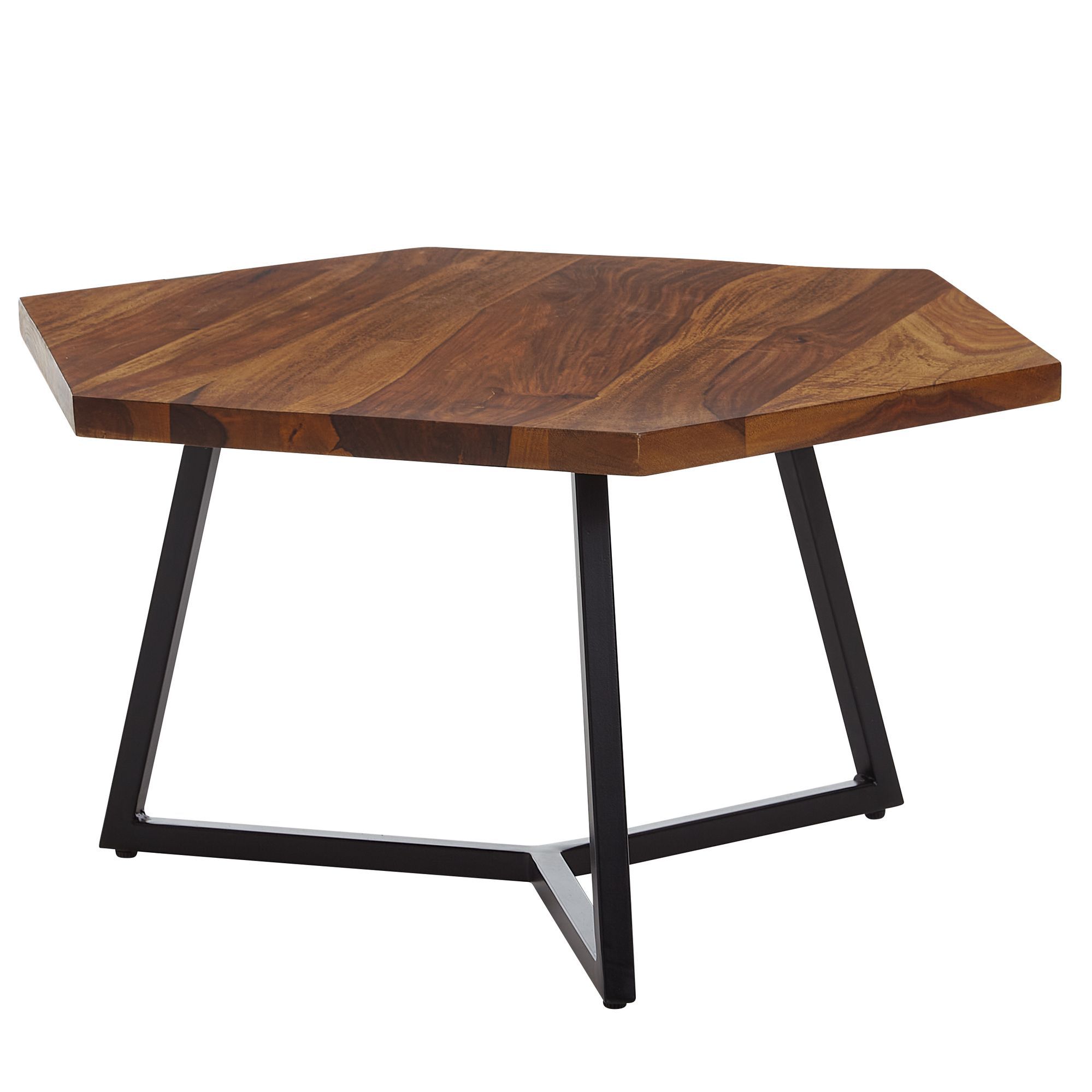 Table de salon en bois massif de Sheesham, couleur : Sheesham - Dimensions : 35 x 60 x 60 cm (H x L x P)