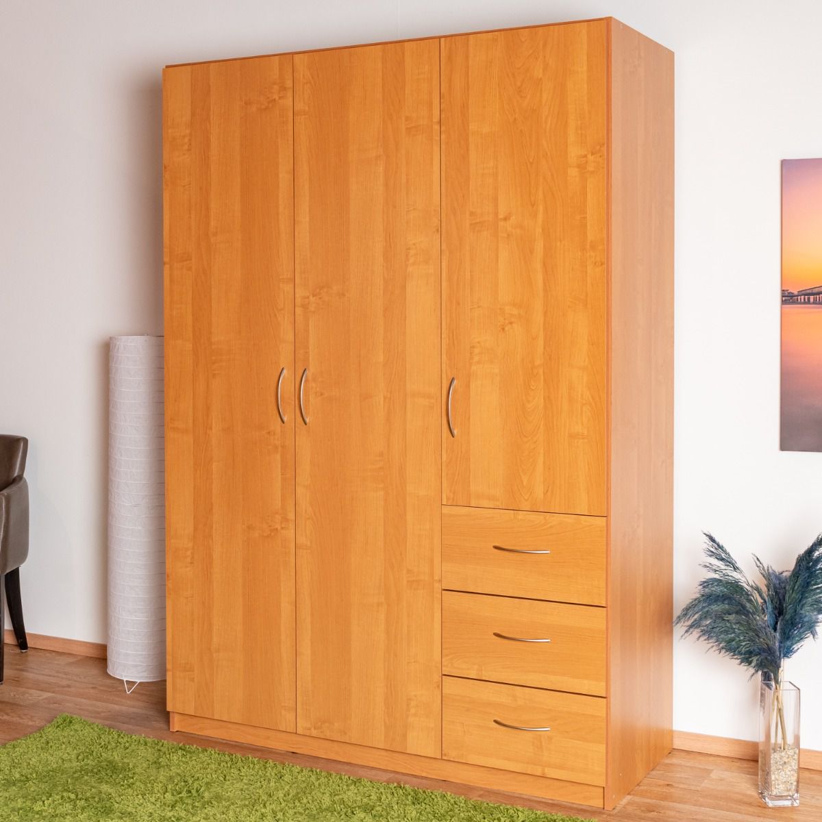 Armoire à portes battantes / penderie Sepatan 13, couleur : aulne - Dimensions : 200 x 140 x 58 cm (H x L x P)