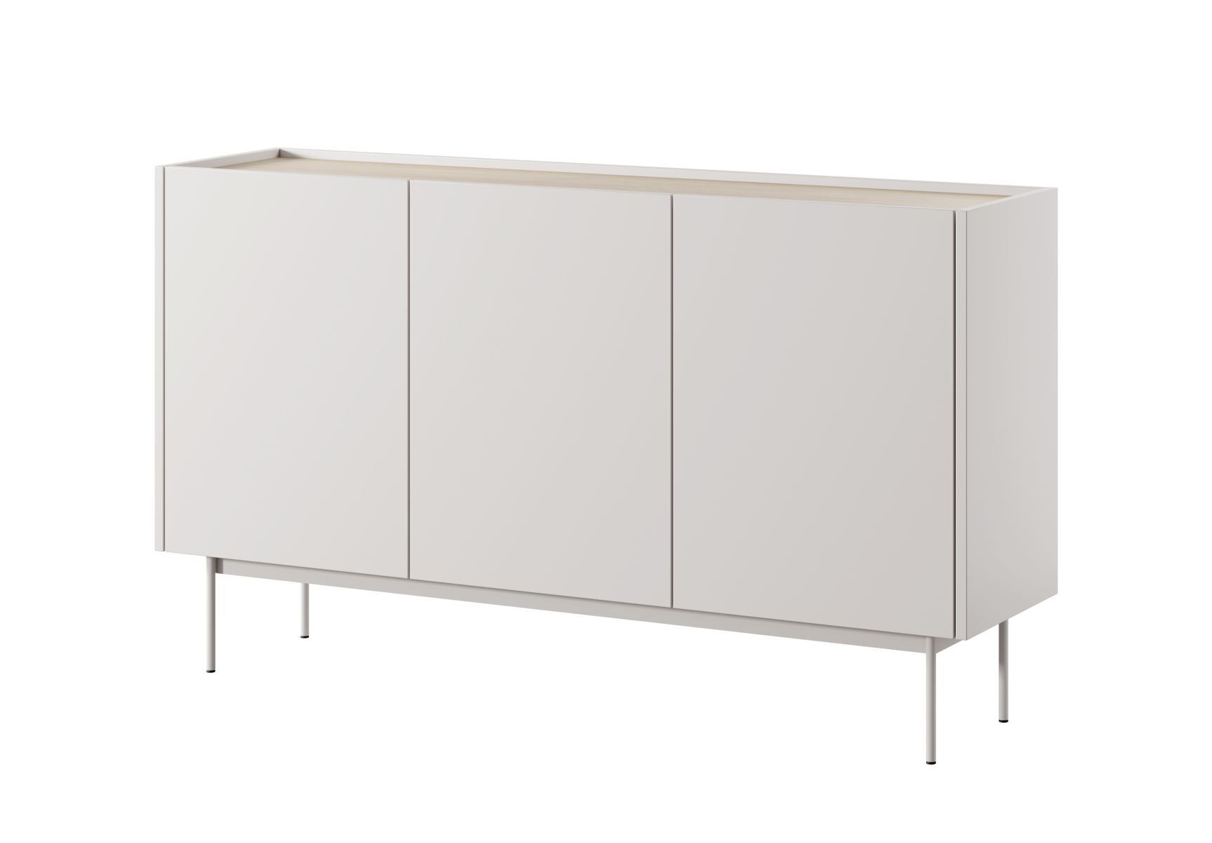 Commode Cascob 02 avec système Soft Close et 6 compartiments, cachemire / chêne, 83 x 144 x 37 cm, design sobre sans poignées, beaucoup d'espace de rangement