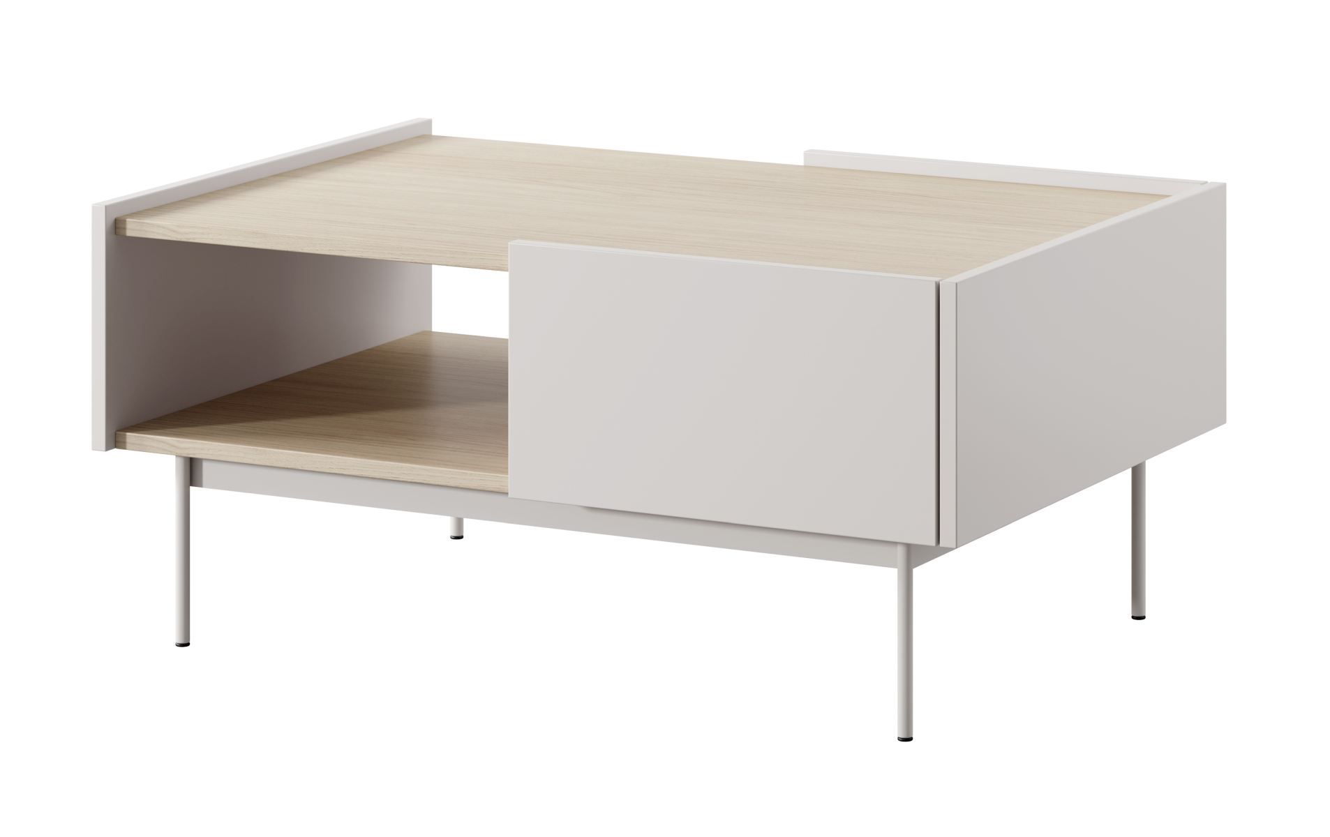 Table basse moderne Cascob 04, 97 x 65 x 45 cm, Cachemire / Chêne, avec 2 tiroirs et un compartiment pratique, chants ABS, construction stable, robuste