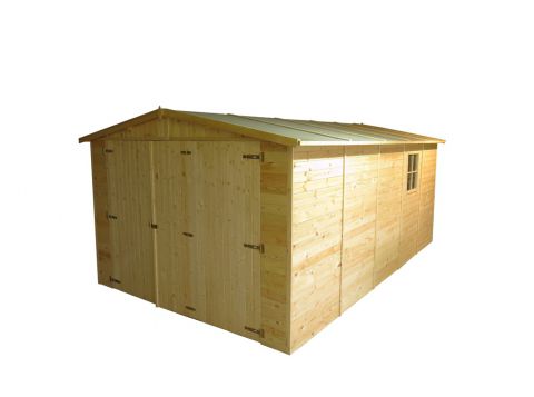 Garage en bois à partir d'éléments préfabriqués M101 - H222 x L516 x l324