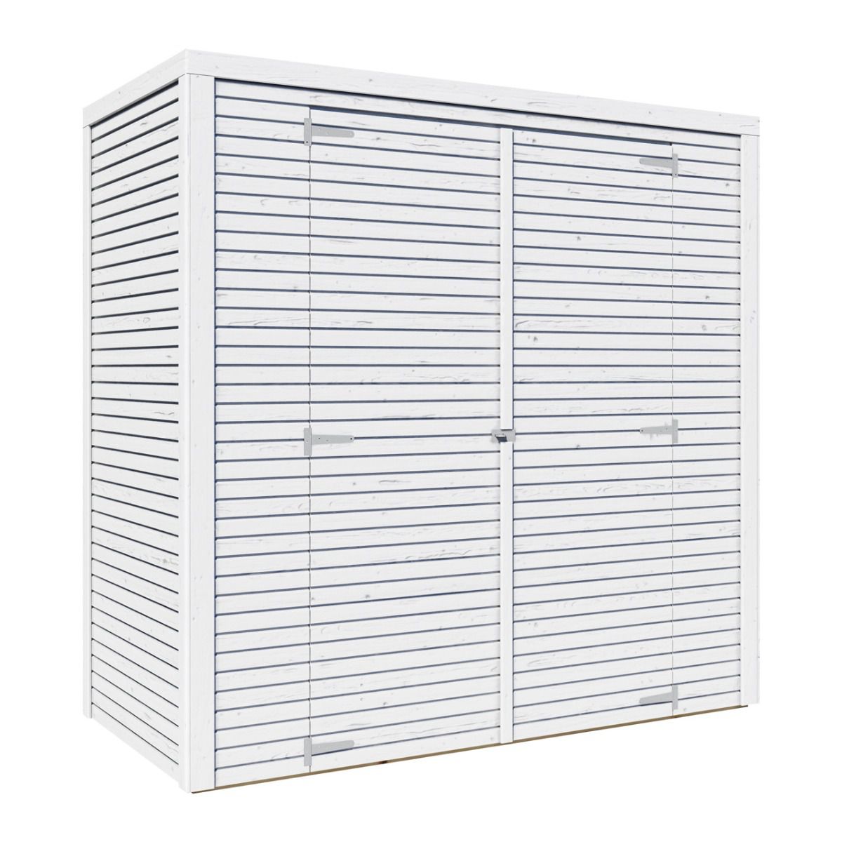 Abri de jardin en bois laqué blanc Greven 01, grande porte, surface : 2,13 m², toit plat, en éléments préfabriqués, en bois, abri de jardin