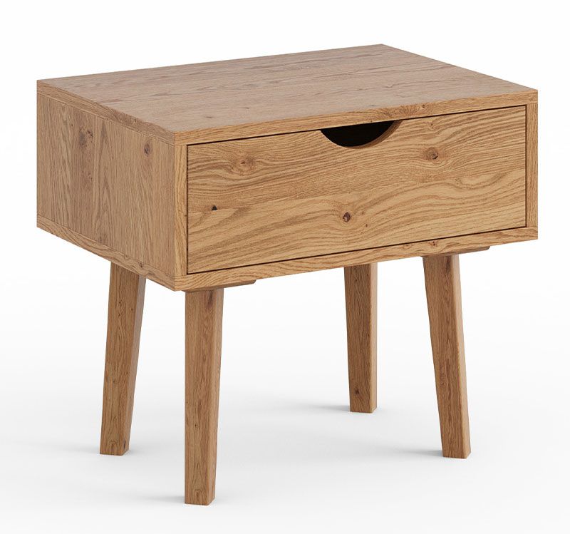 Table de chevet Mina 09 en chêne sauvage massif, bois huilé, 1 tiroir avec système Soft-Close intégré, minimaliste, 50 x 55 x 40 cm, stylé