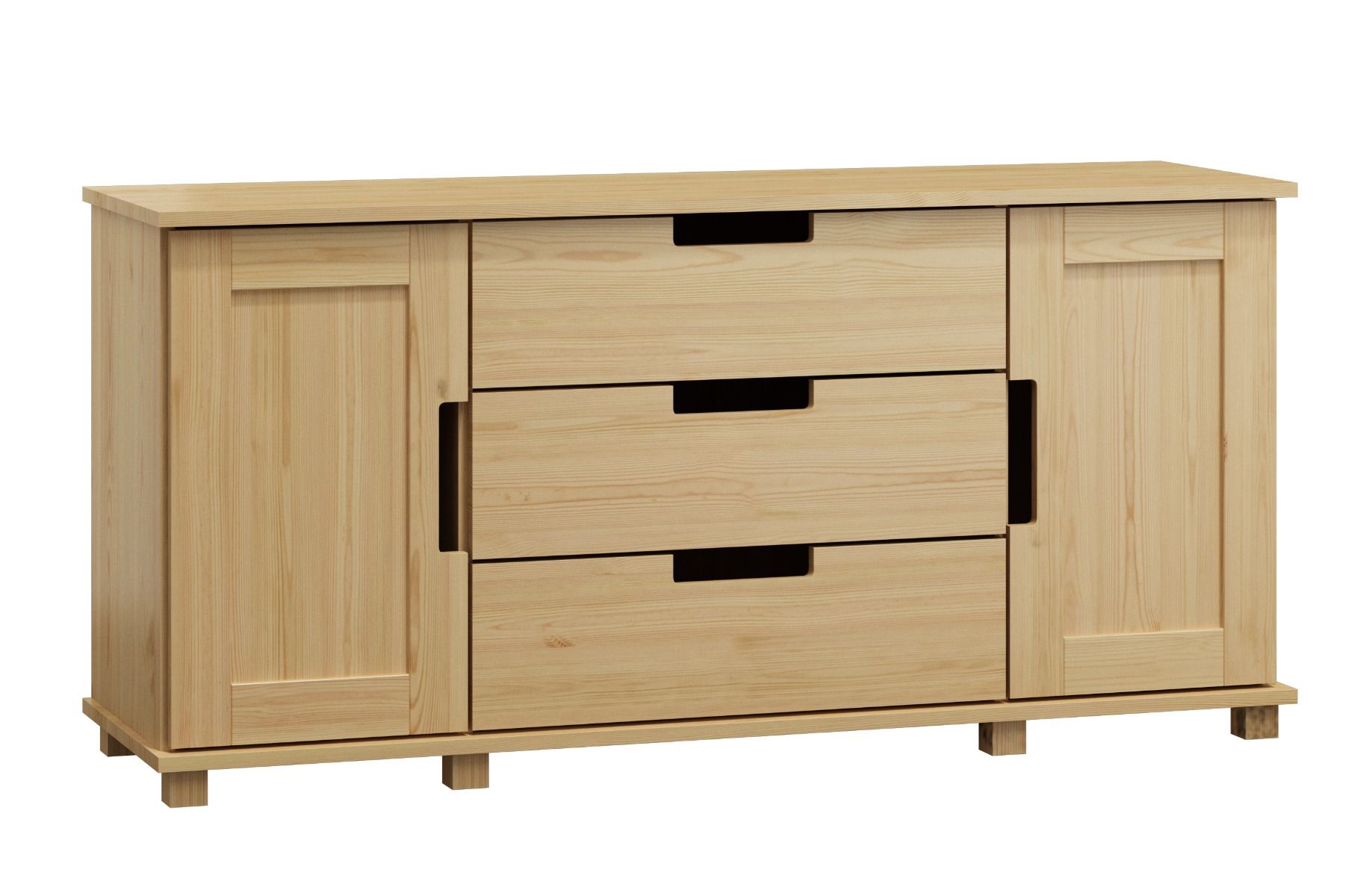 Commode en bois de pin massif naturel 004 - Dimensions 80 x 160 x 47 cm (h x l x p)