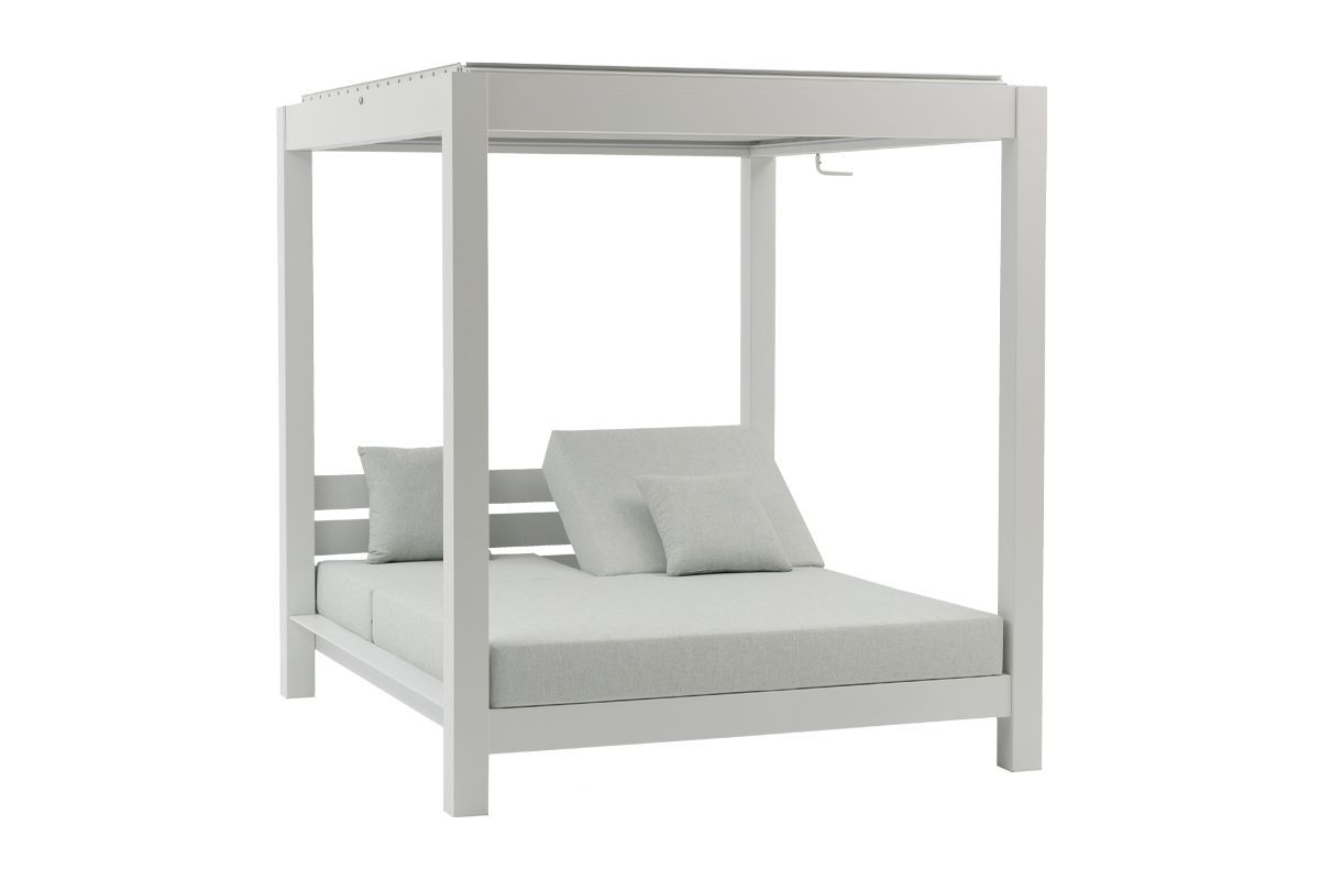 Chaise longue London en aluminium - Couleur : blanc, Dimensions : 2050 x 1800 x 2000 mm