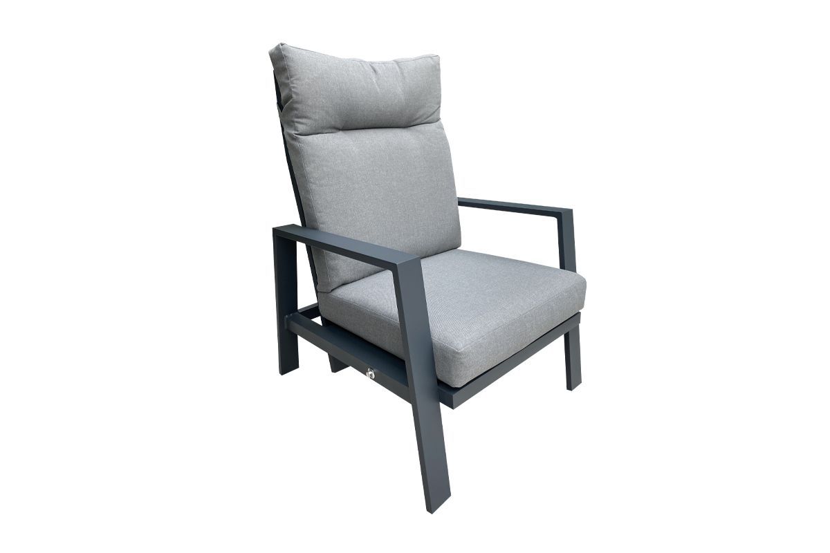 Chaise de jardin Rom avec rembourrage & dossier réglable en aluminium - Couleur : Anthracite, profondeur : 790 mm, largeur : 740 mm, hauteur : 960 mm