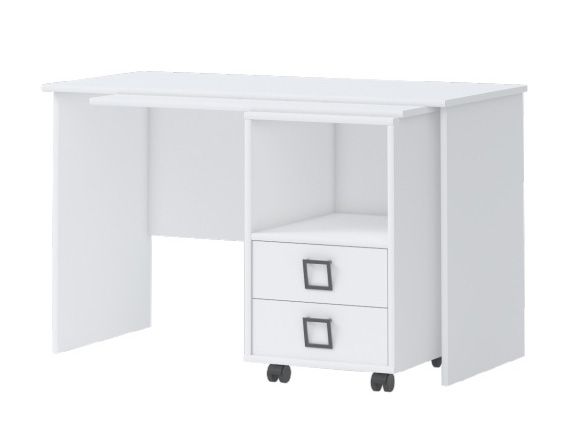 Chambre enfants - Bureau Benjamin 29, couleur : blanc - Dimensions : 76 x 125 x 60 cm (H x L x P)