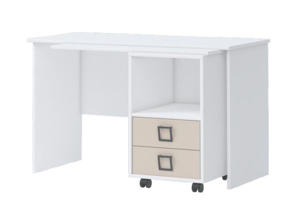 Chambre d'enfant - Bureau Benjamin 29, couleur : blanc / crème - Dimensions : 76 x 125 x 60 cm (H x L x P)