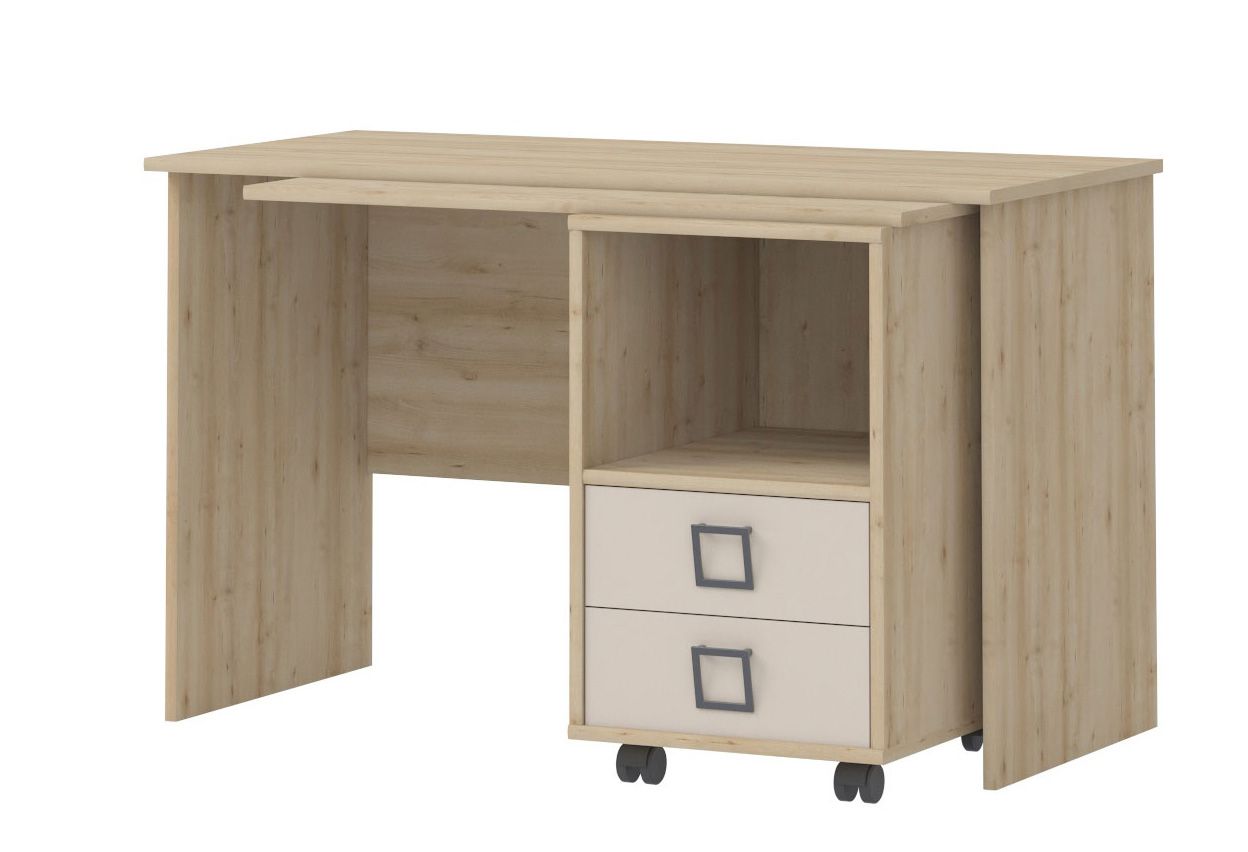 Chambre d'enfant - Bureau Benjamin 29, couleur : hêtre / crème - 76 x 125 x 60 cm (h x l x p)