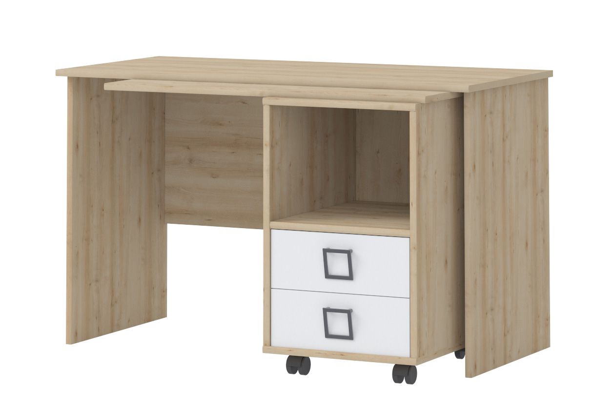 Chambre d'enfant - bureau Benjamin 29, couleur : hêtre / blanc - 76 x 125 x 60 cm (h x l x p)