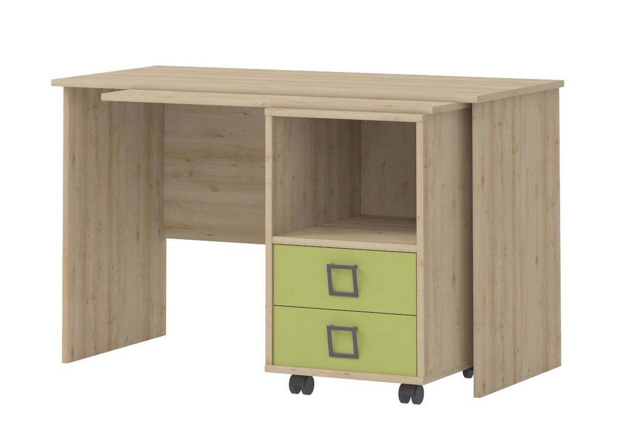 Chambre d'enfant - bureau Benjamin 29, couleur : hêtre / olive - 76 x 125 x 60 cm (h x l x p)