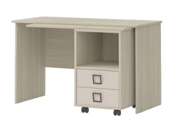 Chambre d'enfant - Bureau Benjamin 29, couleur : cendre / crème - Dimensions : 76 x 125 x 60 cm (H x L x P)