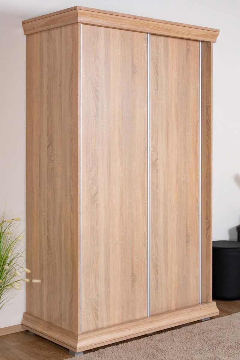 Armoire à portes coulissantes / Penderie Wewak 22, Couleur : Chêne de Sonoma - Dimensions : 200 x 120 x 62 cm (H x L x P)