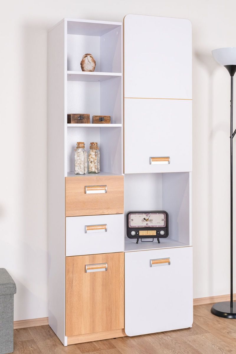 Chambre des jeunes - Armoire Dennis 07, couleur : frêne / blanc - Dimensions : 188 x 80 x 40 cm (H x L x P)