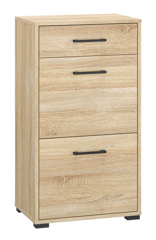 Armoire à chaussures Vacaville 09, Couleur : Chêne clair de Sonoma - Dimensions : 90 x 50 x 34 cm (h x l x p), avec 2 portes, 1 tiroir et 4 compartiments