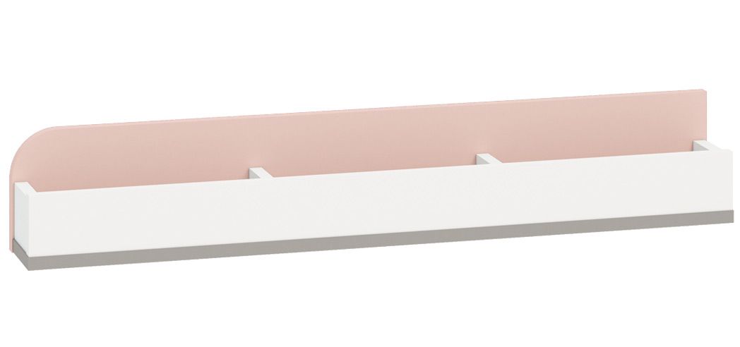 Chambre d'enfant - Étagère suspendue / étagère murale Renton 14, couleur : gris platine / blanc / rose poudré - Dimensions : 15 x 92 x 12 cm (H x L x P)