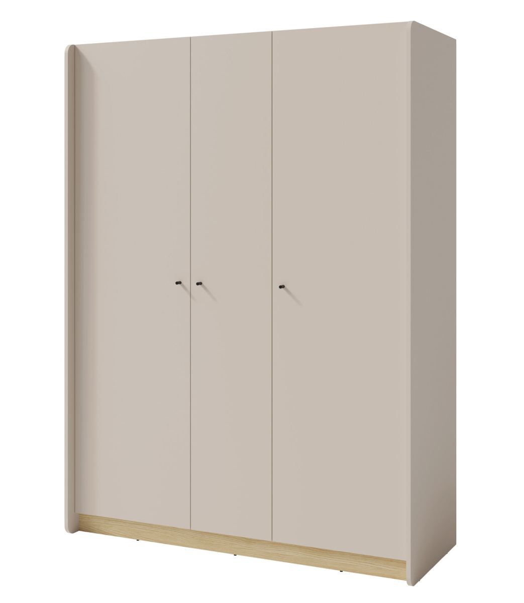 Armoire moderne Sampont 01, beige / chêne clair, 195 x 145 x 52 cm, avec 12 compartiments et 1 tringle à vêtements, chants ABS, robuste et durable