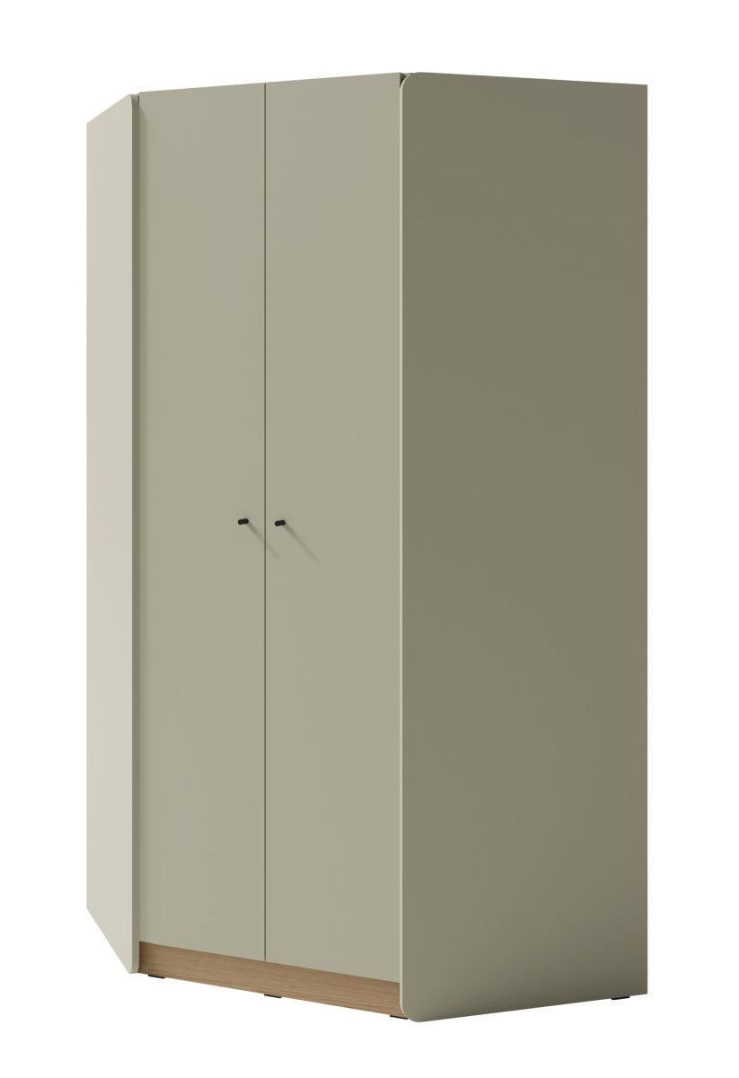 Armoire d'angle Sampont 02, vert menthe / chêne foncé, 195 x 95 x 95 cm, avec 10 compartiments et 2 tringles à vêtements, chants ABS, stable et durable