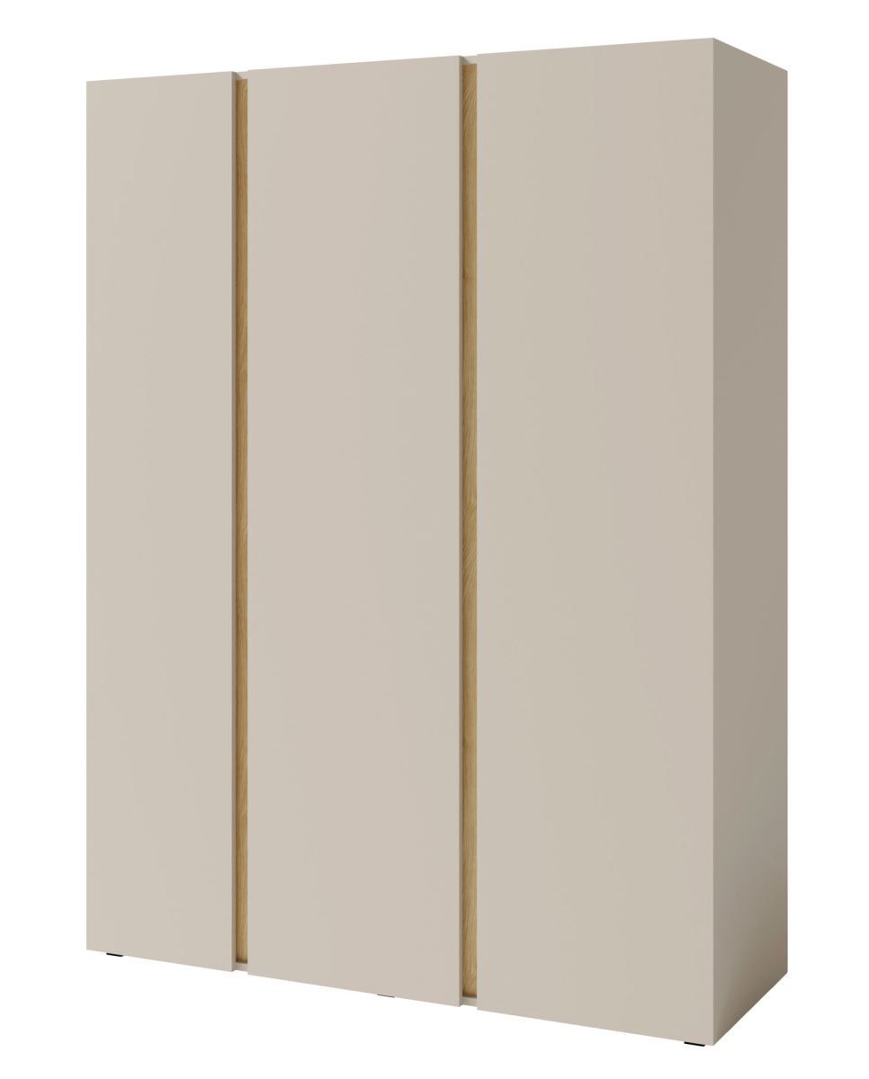 Armoire moderne Fricourt 01, beige / chêne clair, 195 x 145 x 50 cm, avec 9 compartiments et 2 tringles à vêtements, chants ABS, robuste et durable