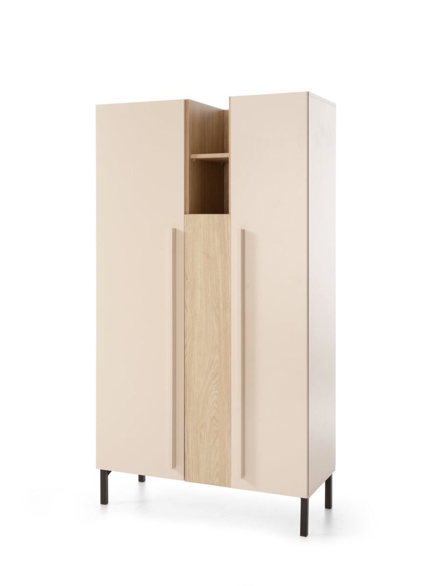 Armoire Authie 05, beige / chêne clair, 165 x 90 x 40 cm, avec 9 compartiments, chants ABS, finition de haute qualité, stable et de grande qualité