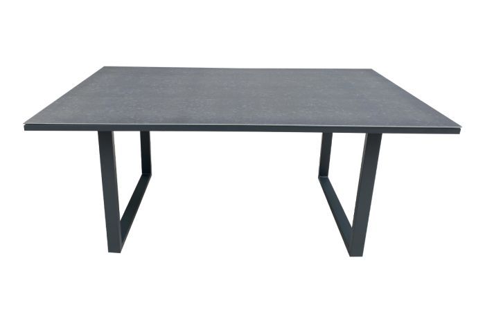 Table de jardin Mailand avec plateau en verre, en aluminium revêtu par poudre, Couleur : Anthracite, 1400 x 800 x 590 mm, plateau de table en verre trempé