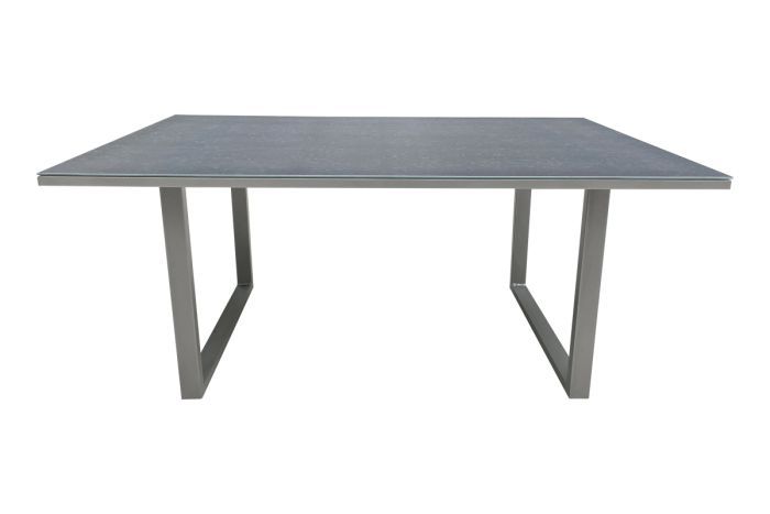 Table de jardin Mailand avec plateau en verre en aluminium - Couleur : aluminium gris, longueur : 1400 mm, largeur : 800 mm, hauteur : 590 mm